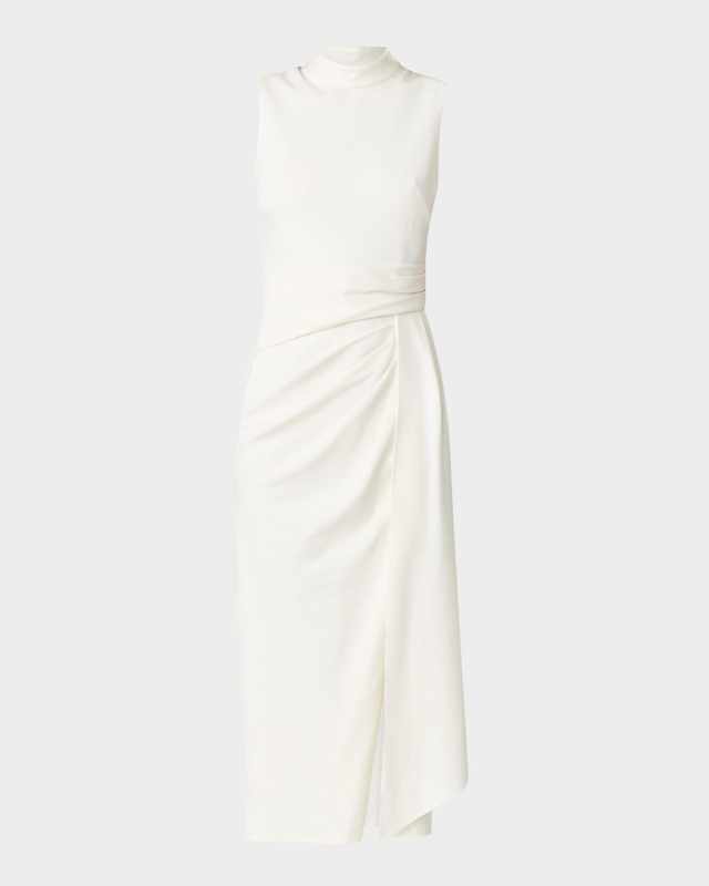 Park Draped Mock-Neck Midi Dress